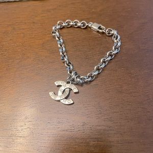 Authentic Chanel button sterling silver bracelet